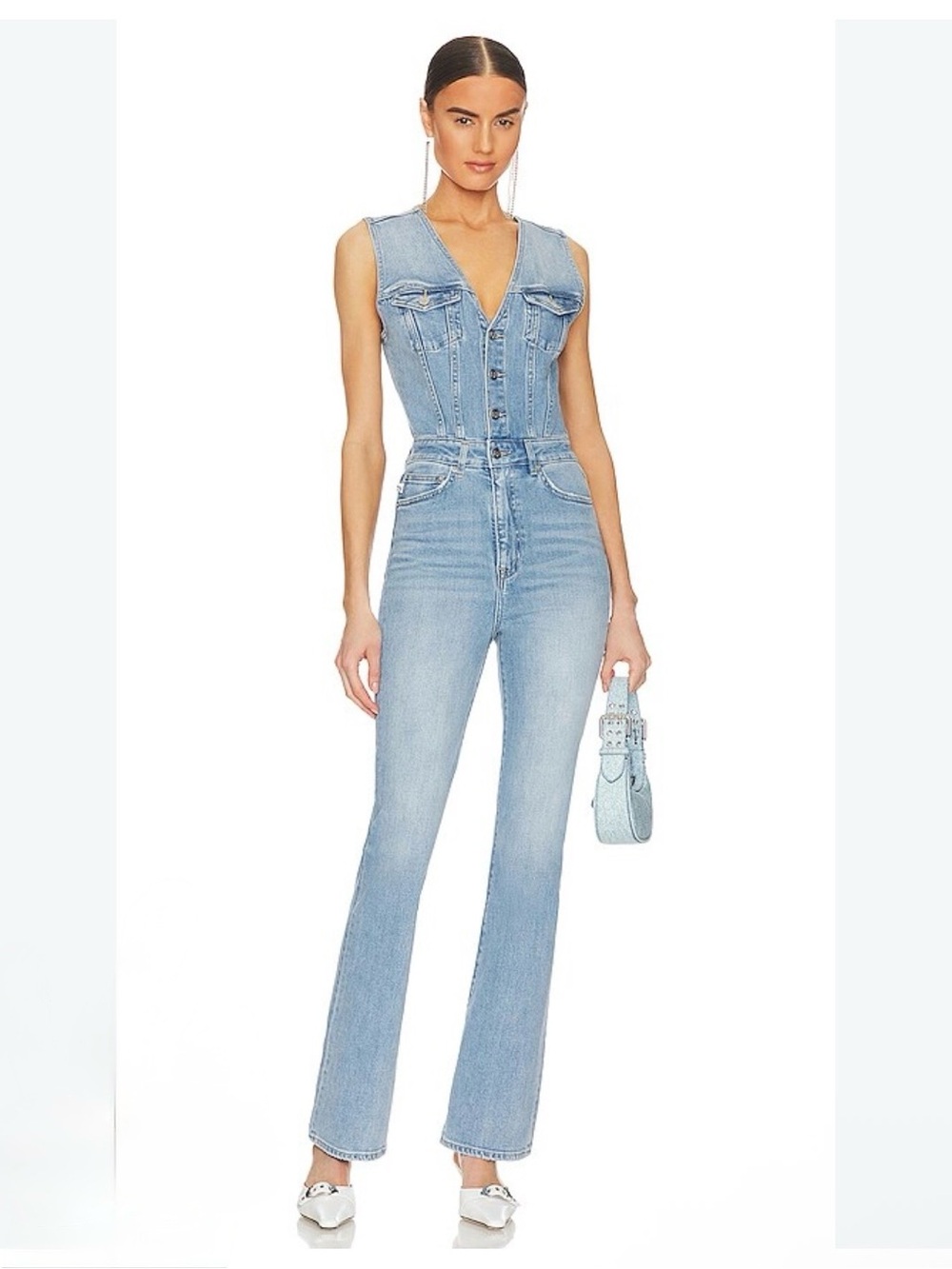 NWT Lovers + Friends revolve Renata Denim Jumpsuit portola wash size XS western